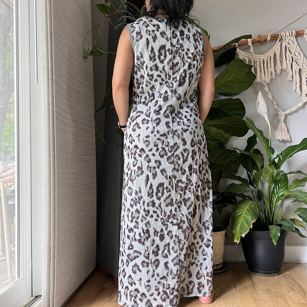 Vintage 90s Y2K Tribal Animal Print Mesh Maxi Dress L Grunge Column Stylen retro - Picture 4 of 10